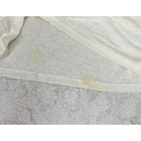 Blue illusion Womens V-Neck Embellished Linen T-Shirt Size 3L White Short Sleeve - Picture 7 of 9